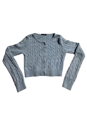 Brandy Melville Light Blue Cable Knit Cropped Cardigan